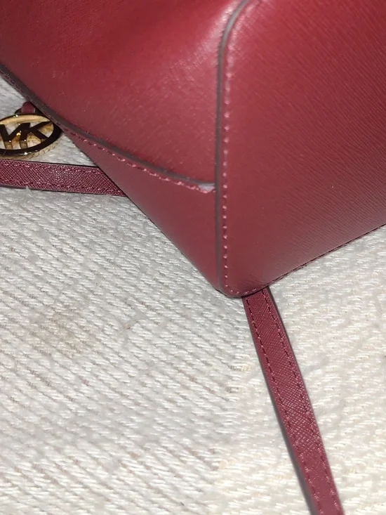 Michael Kors Burgundy Saffiano Leather Satchel with Gold Hardware - Picture 4 of 9